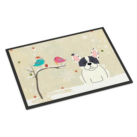 Carolines Treasures Christmas Presents Between Friends French Bulldog Piebald Indoor or Outdoor Mat, 24 x 0.25 x 36 in. BB2483JMAT